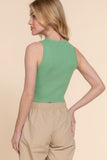 Sleeveless W/sheer Contrast Knit Top