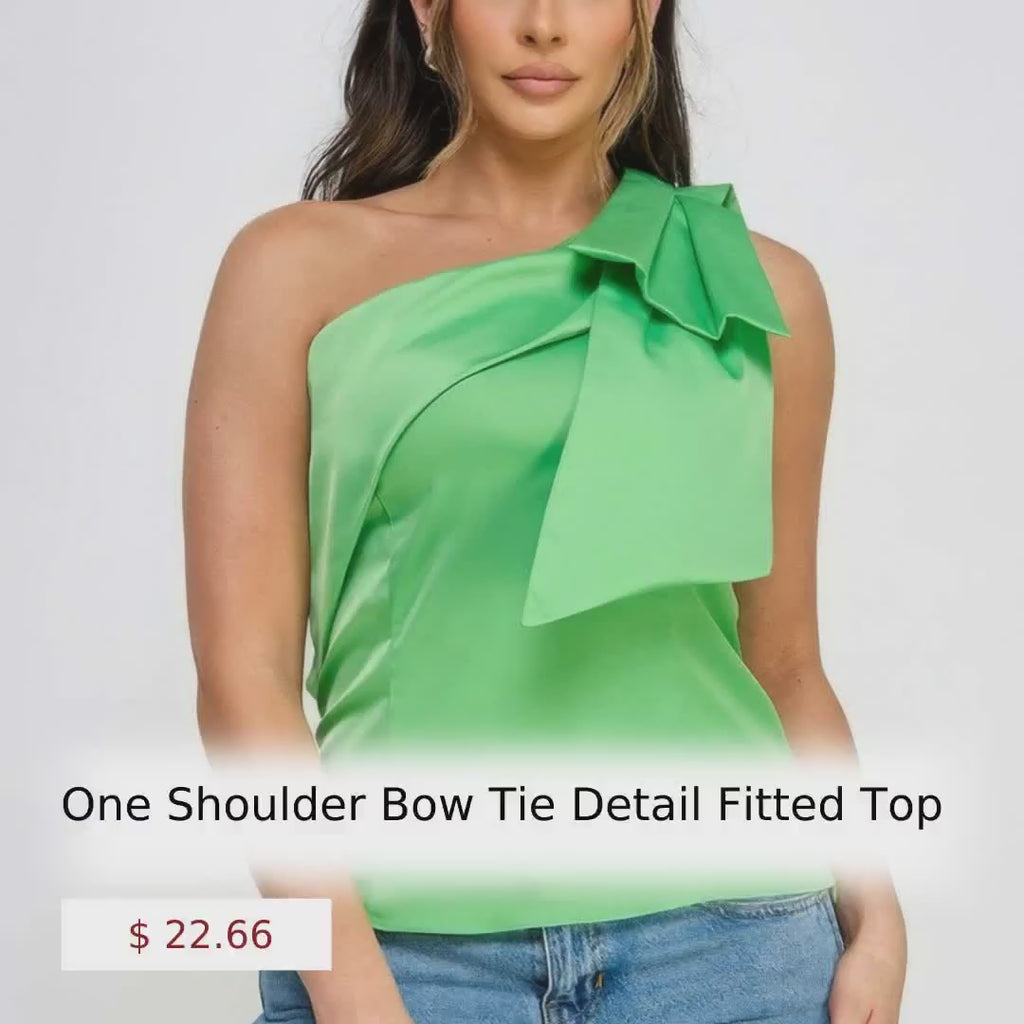 One Shoulder Bow Tie Detail Fitted Top by@Outfy