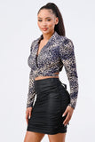 Sexy Animal Print Collared Back-tie Wrap Top--women dress-Naughty Smile Fashion-Organic Corset Co-USA