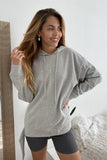 Uneven Hem Graphic "venice" Pullover Hoodie - Naughty Smile Fashion