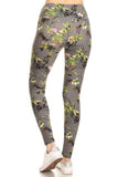 5-inch Long Yoga Style Banded Lined Floral Printed Knit Legging With High Waist