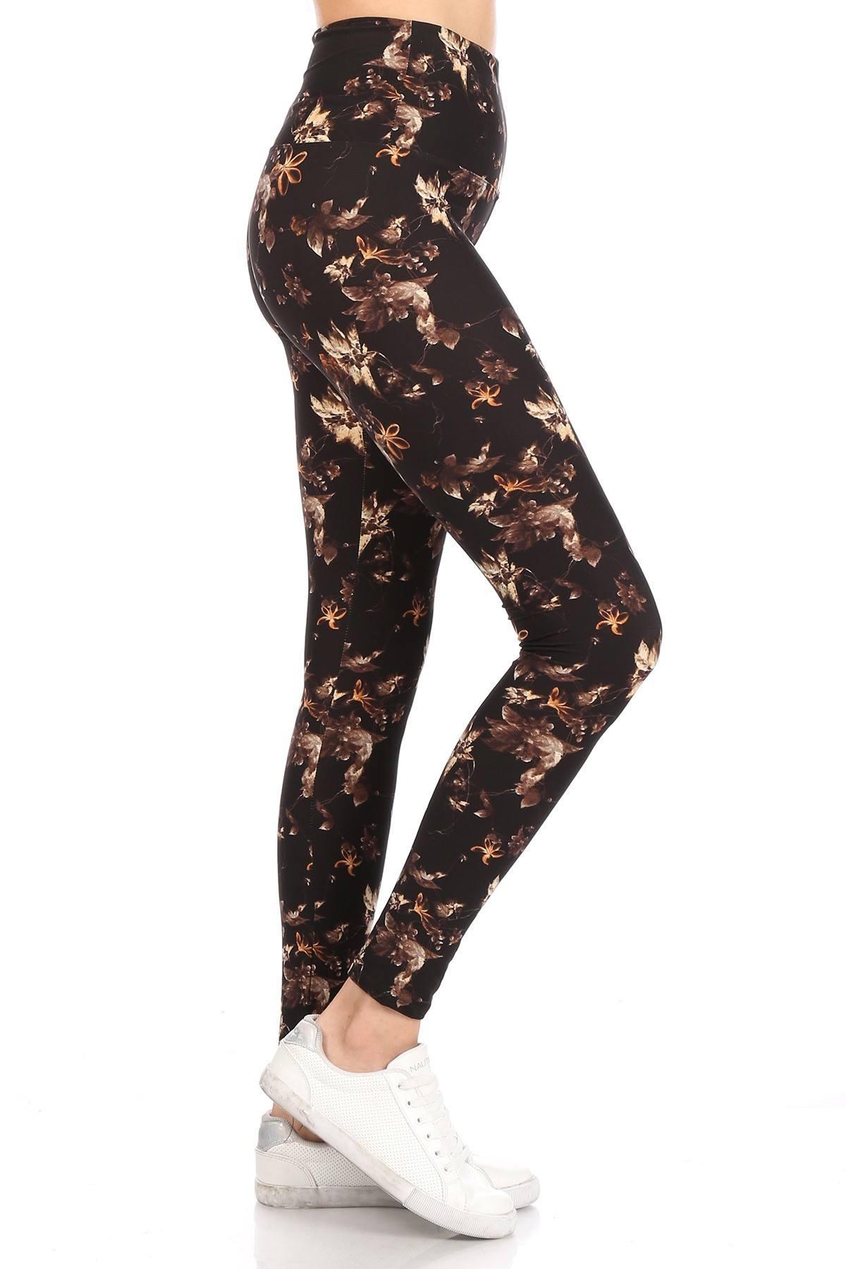 5-inch Long Yoga Style Banded Lined Multi Printed Knit Legging With High Waist Naughty Smile Fashion
