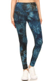 5-inch Long Yoga Style Banded Lined Tie Dye Printed Knit Legging With High Waist