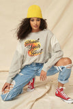 A French Terry Knit Graphic Sweatshirt Naughty Smile Fashion
