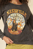 A Mineral Washed French Terry Graphic Sweatshirt Naughty Smile Fashion