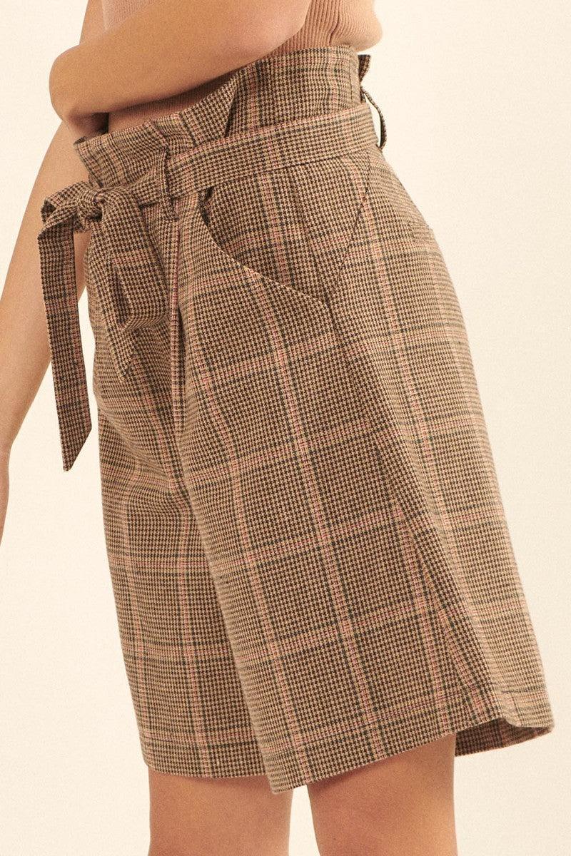 A Pair Of Wide Woven Plaid Shorts Naughty Smile Fashion
