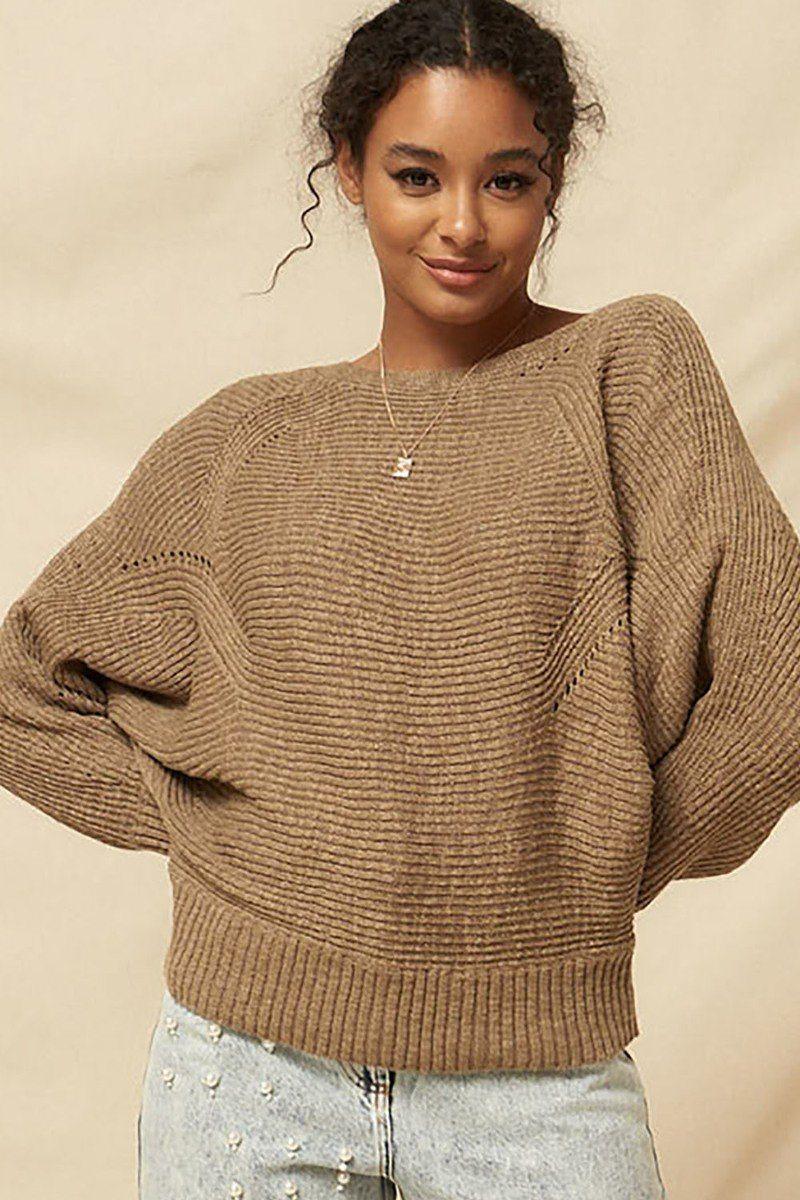 A Ribbed Knit Sweater Naughty Smile Fashion