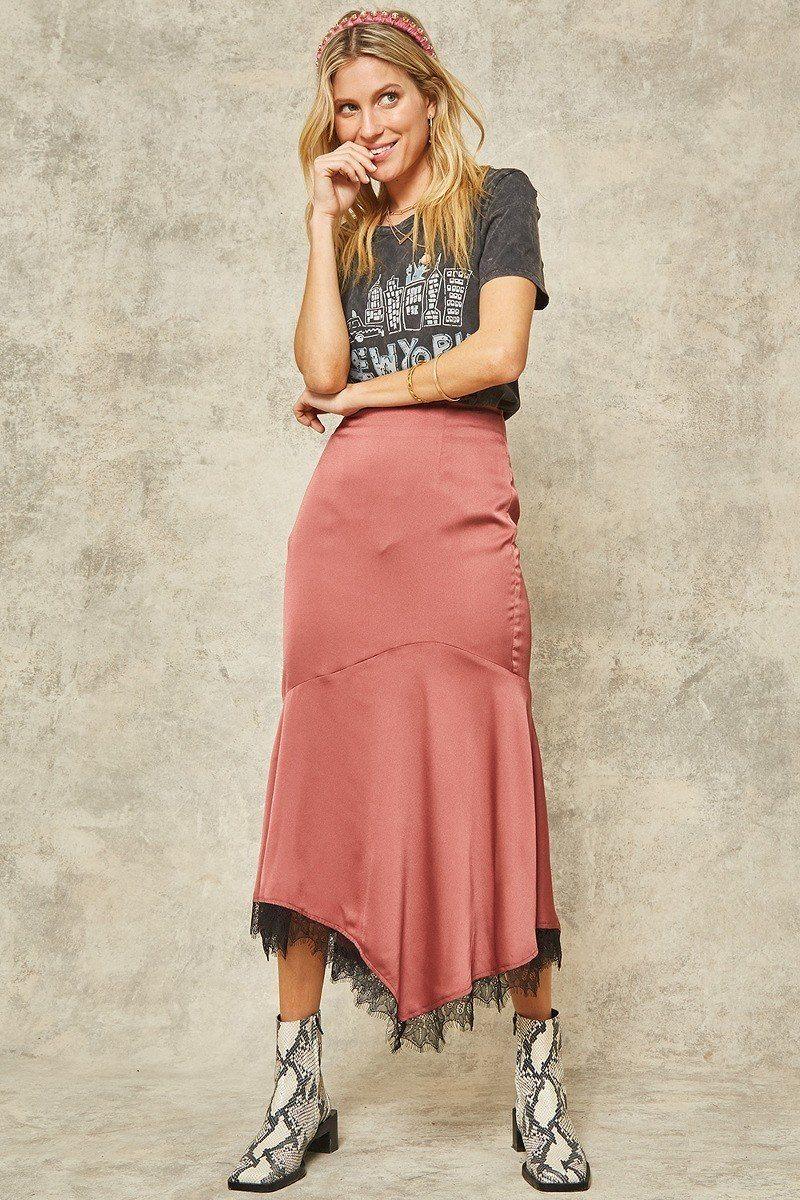 A Solid Woven Midi Skirt Naughty Smile Fashion