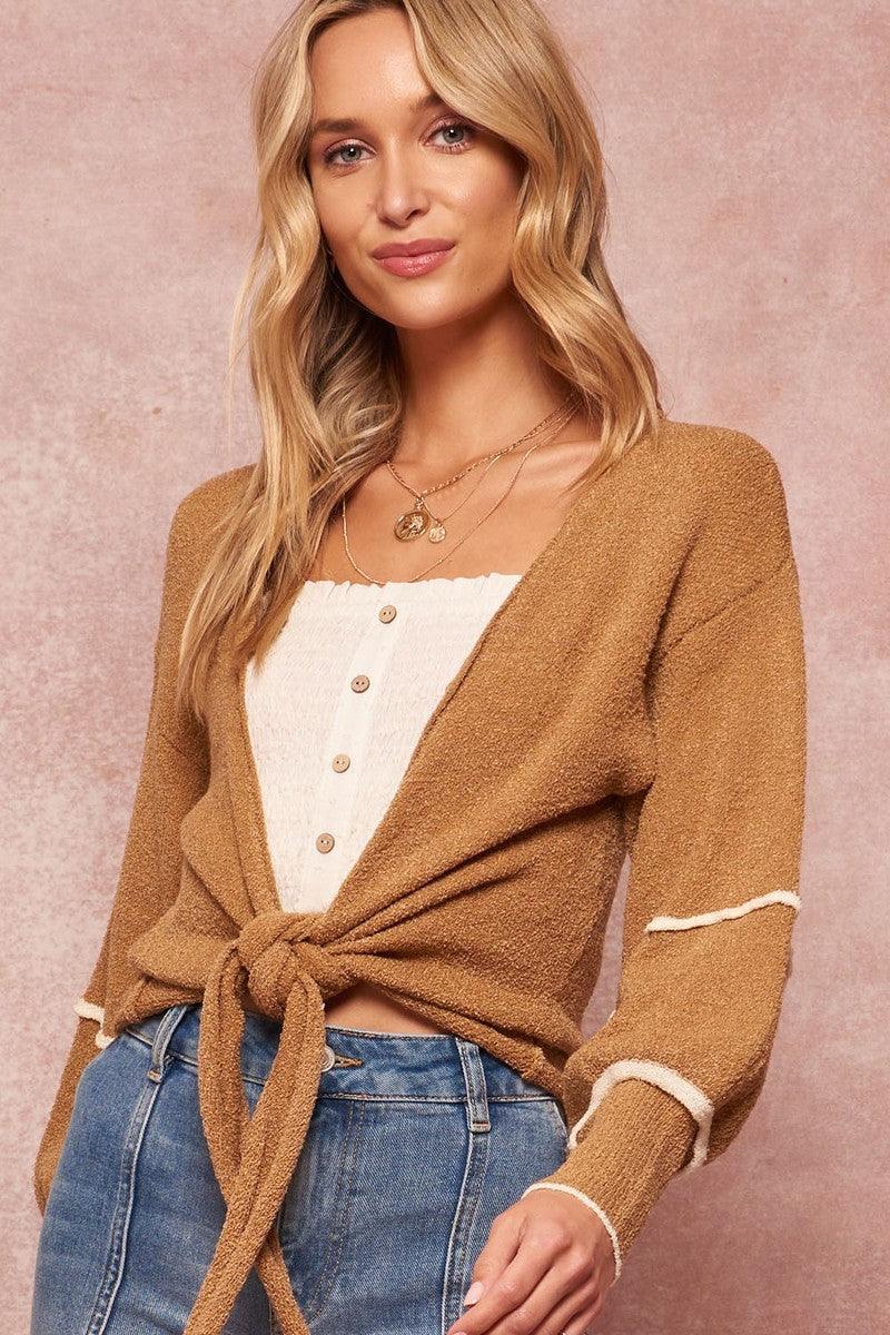 A Textured Knit Cardigan Sweater Naughty Smile Fashion