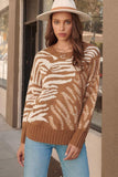 A Zebra Print Pullover Sweater Naughty Smile Fashion