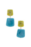Acetate Resin Square Drop Earring Naughty Smile Fashion