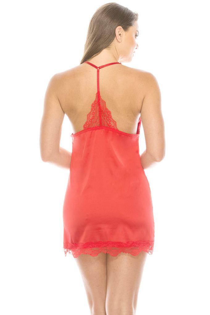 Amazing 2 Piece Satin Lace Trimmed Slip Set With Matching Thong Naughty Smile Fashion