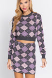 Argyle Jacquard Sweater Mini Skirt