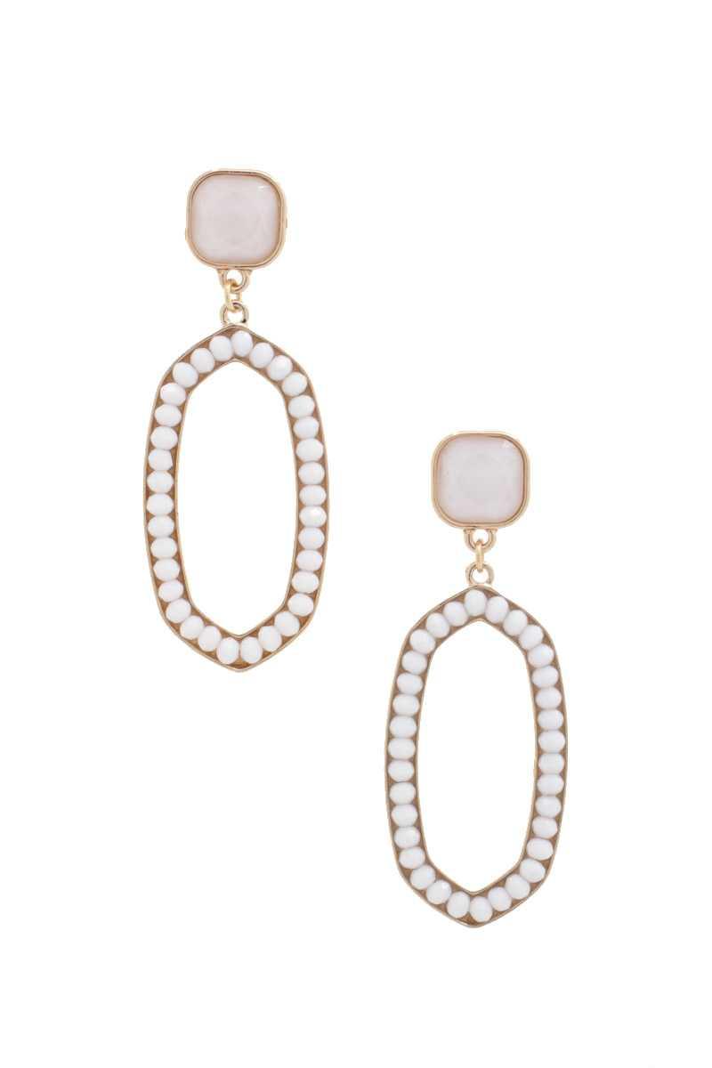 Beaded Oval Post Drop Earring Naughty Smile Fashion