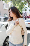 Beige Plain Second Skin Long Sleeve Top Naughty Smile Fashion