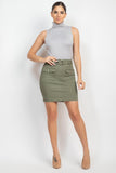 Belted Pocket Solid Mini Skirt