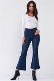 Blue Denim High Waisted Ankle Length Bell Bottom Flare Jeans Naughty Smile Fashion