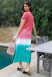 Brick Multi Color Cotton Tie-dye V-neck Maxi Dress Naughty Smile Fashion