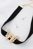 Butterfly Pendant Choker Necklace