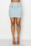 Button Frayed Denim Mini Skirt Naughty Smile Fashion