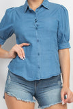 Button-down Denim Shirt Top--women dress-Naughty Smile Fashion-Organic Corset Co-USA
