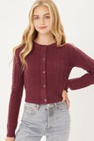Buttoned Cable Knit Cardigan Long Sleeve Sweater Naughty Smile Fashion
