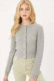 Buttoned Cable Knit Cardigan Long Sleeve Sweater Naughty Smile Fashion
