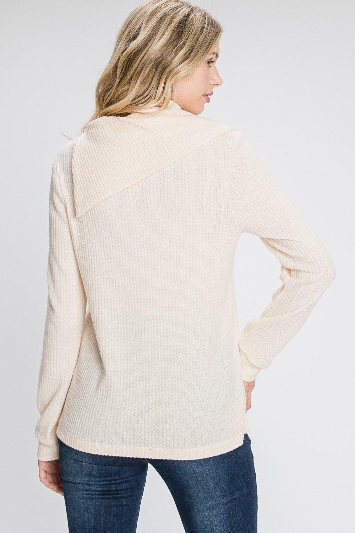 Buttoned Flap Mock Sweater Naughty Smile Fashion