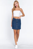 Buttoned Stretch Denim Mini Skirt Naughty Smile Fashion