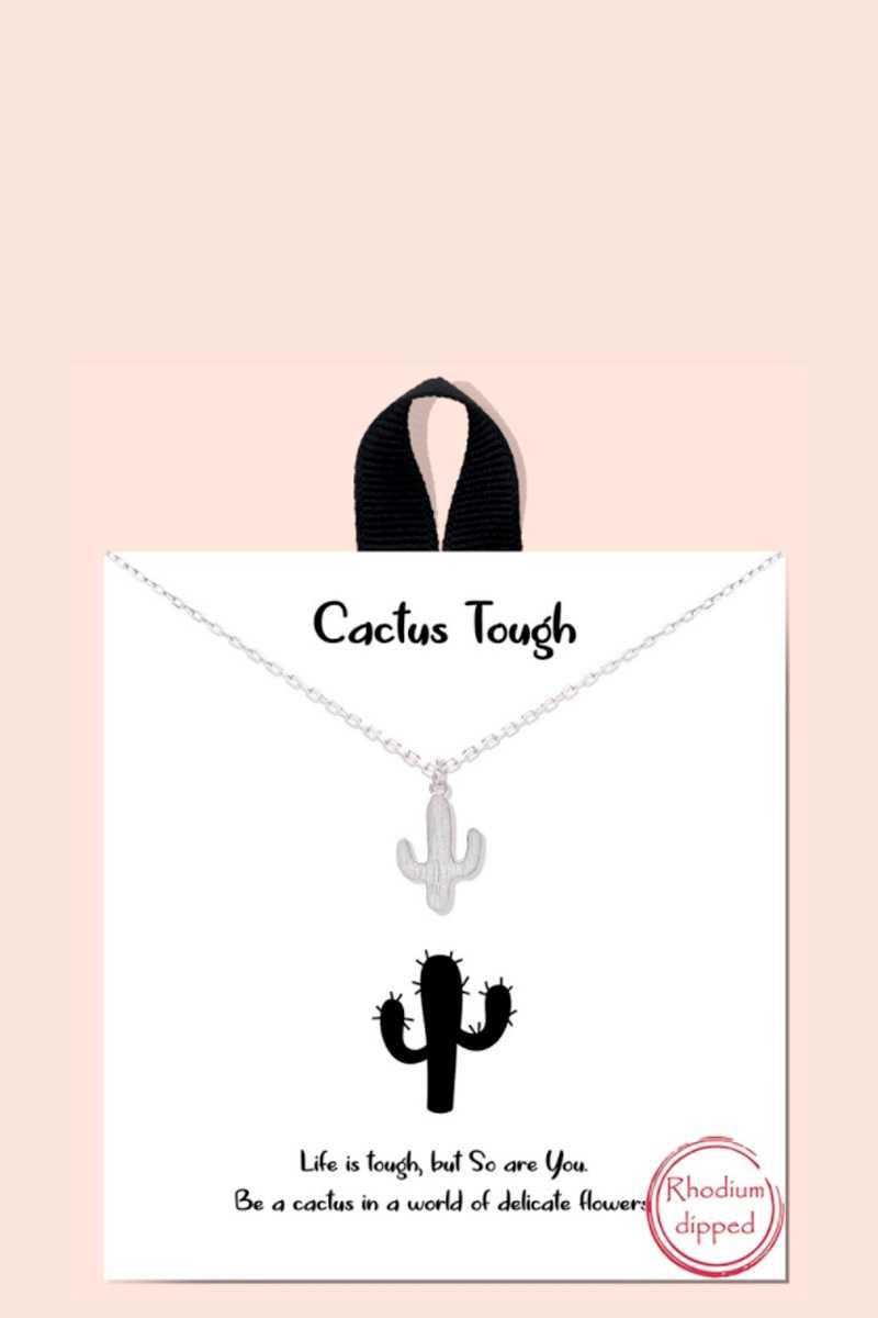 Cactus Tough Pendant Dainty Message Necklace Naughty Smile Fashion