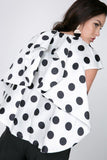 Cascade Ruffle Detail Polka Dot Print Top Naughty Smile Fashion