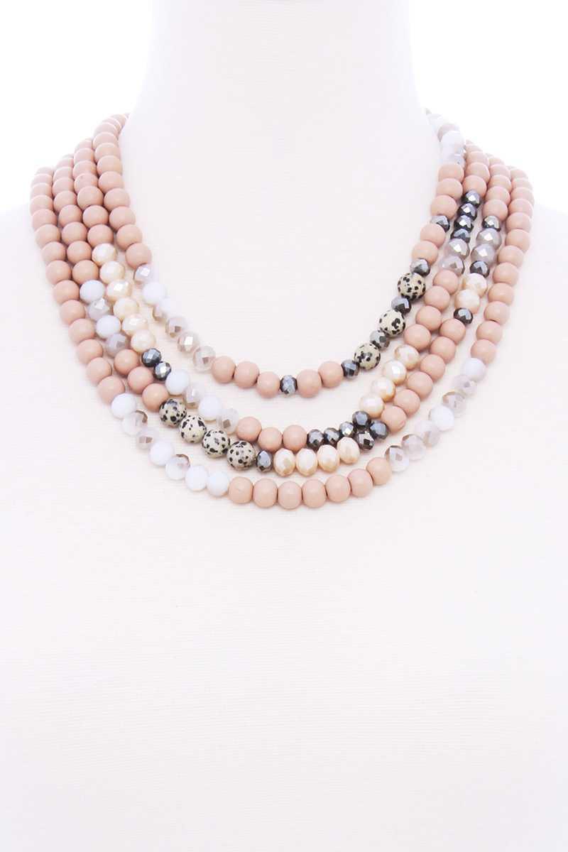 Chunky 4 Layered Bead Multi Necklace Naughty Smile Fashion