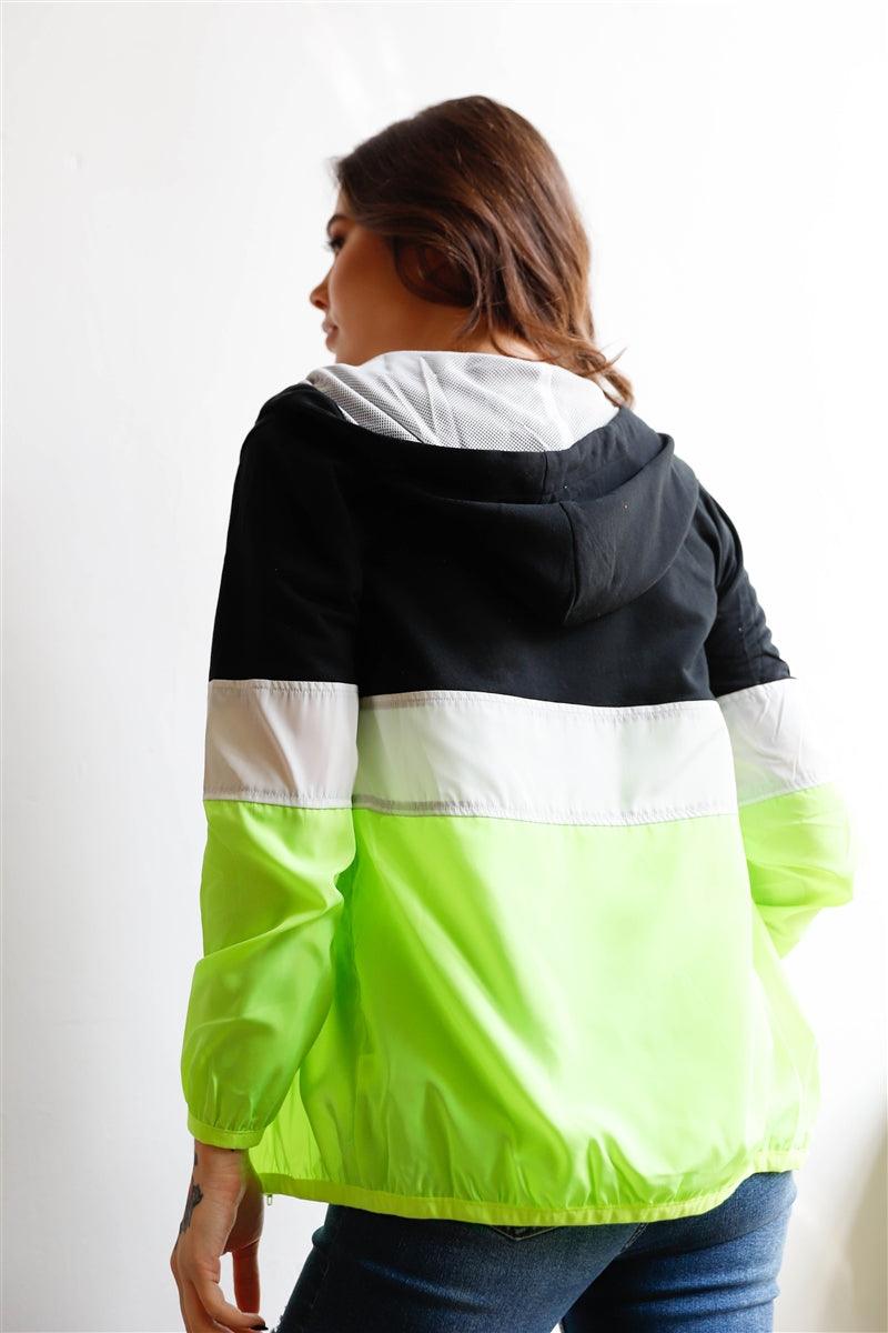 Colorblock Zip-up Hooded Wind Jacket
