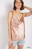 Cowl neck satin camisole with chain strap--women dress-Naughty Smile Fashion-Organic Corset Co-USA