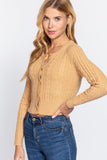 Crew Neck Cable Sweater Cardigan--women dress-Naughty Smile Fashion-Organic Corset Co-USA