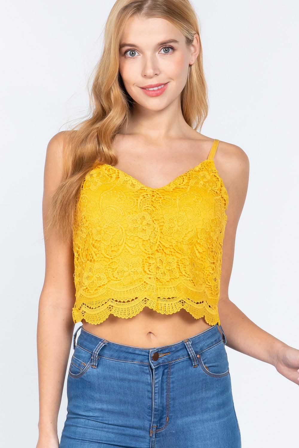 Crochet Lace Cami Woven Top Naughty Smile Fashion