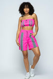 Cropped Mini Tube Top/lined Thigh Length Shorts Set Naughty Smile Fashion