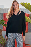 Cut Out V Neck Sweater Naughty Smile Fashion