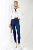 Dark Blue High-waisted With Rips Skinny Denim Jeans Naughty Smile Fashion