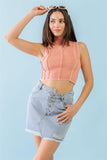Buying Guide: Stylish and Healthy Dresses 2023 | Fashionably Fit | Dark Peach Ribbed Inside-out Sleeveless Mock Neck Crop Top #Dresswomen #Shorts #Youtubeshorts