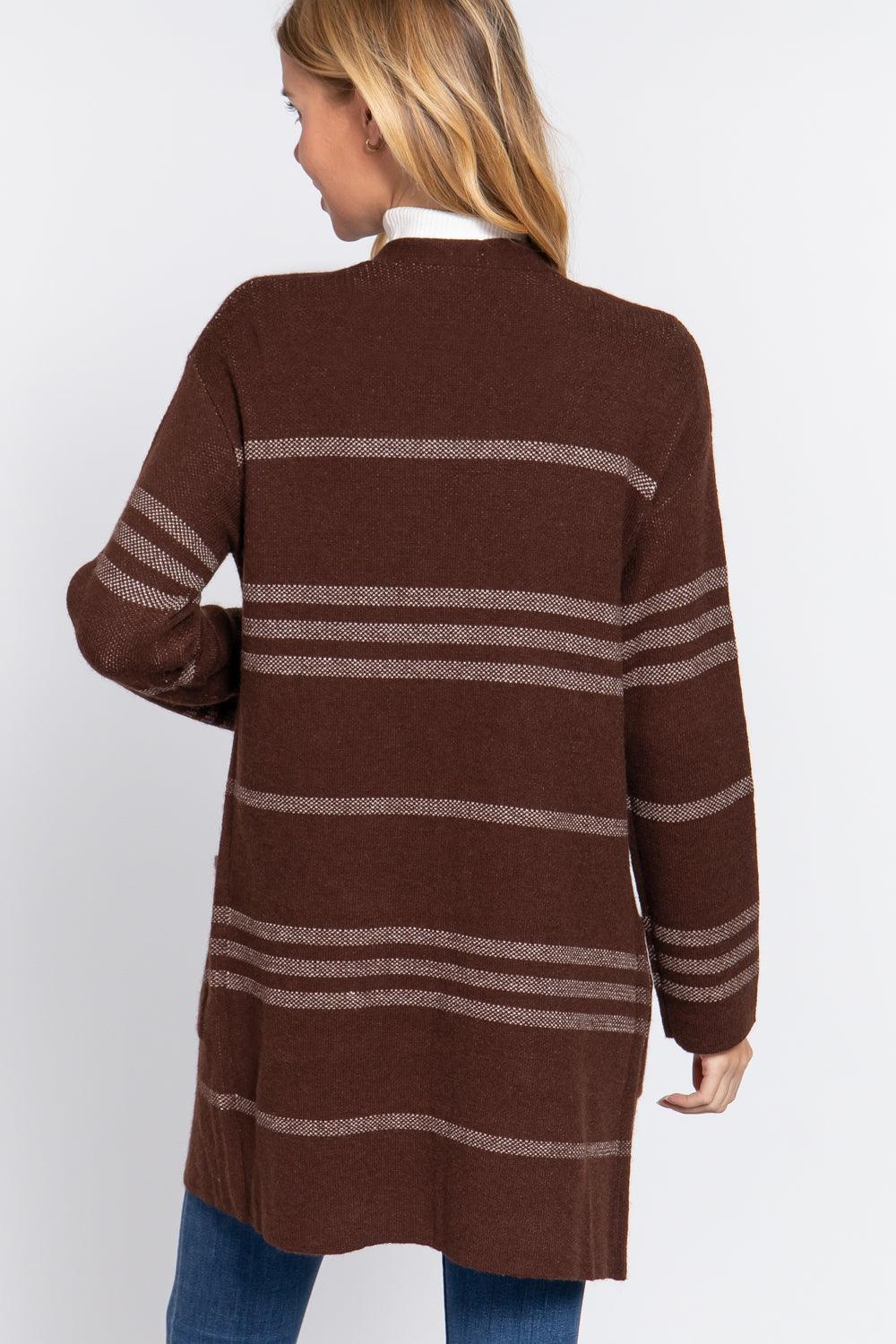 Dolman Slv Stripe Open Sweater Cardigan--women dress-Naughty Smile Fashion-Organic Corset Co-USA