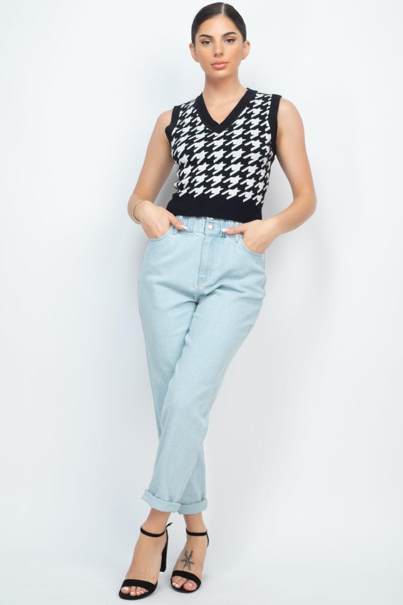 Double Button High-waisted Jeans Naughty Smile Fashion