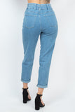 Double Button High-waisted Jeans Naughty Smile Fashion