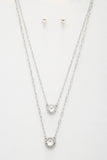 Double Crystal Metal Layered Necklace Naughty Smile Fashion