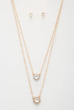 Double Crystal Metal Layered Necklace Naughty Smile Fashion