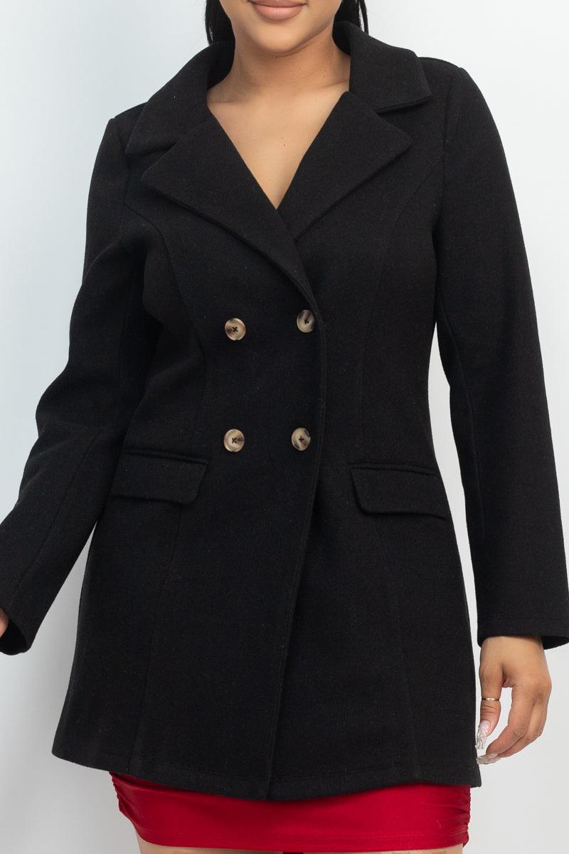 Double-breasted Solid Coat--women dress-Naughty Smile Fashion-Organic Corset Co-USA