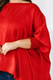 Ember Jacquard Solid Woven Oversized Boatneck 3/4 Sleeve Blouse Naughty Smile Fashion