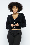 Eyelash Knit Cropped Cardigan With Pearl Button Details Naughty Smile Fashion