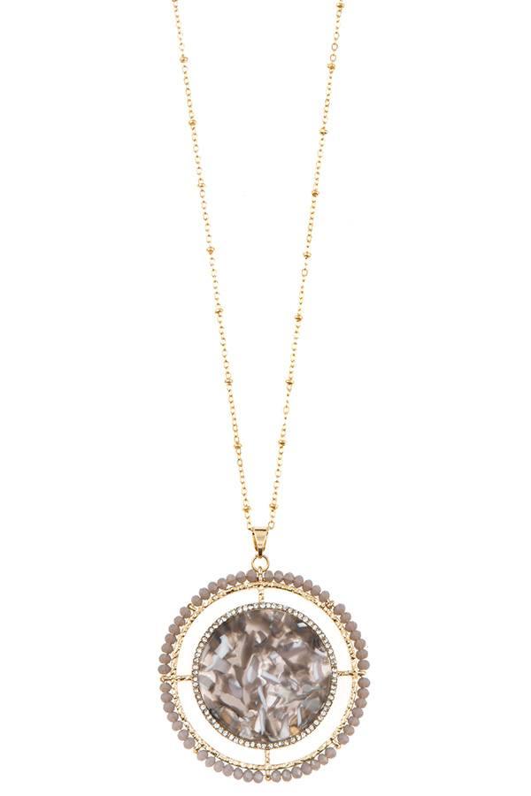 Faceted bead acetate circle pendant necklace set