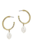 Fashion Open Hoop And Fresh Water Pearl Drop Earring Naughty Smile Fashion